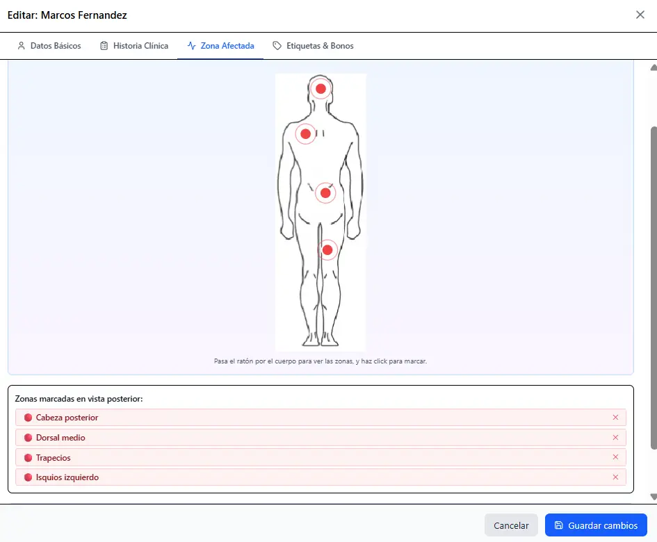 Mapa anatómico interactivo